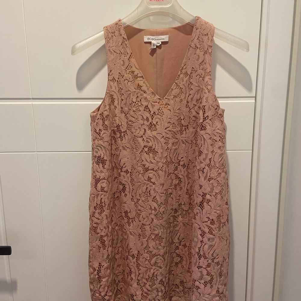 BCBGeneration Lace V-Neck Dress in Blush